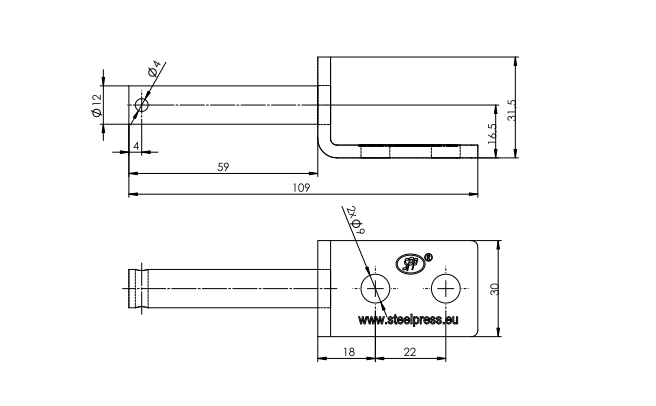 Βάση μεντεσέ STEELPRESS UZ-01B για πλευρική τοποθέτηση τρέιλερ