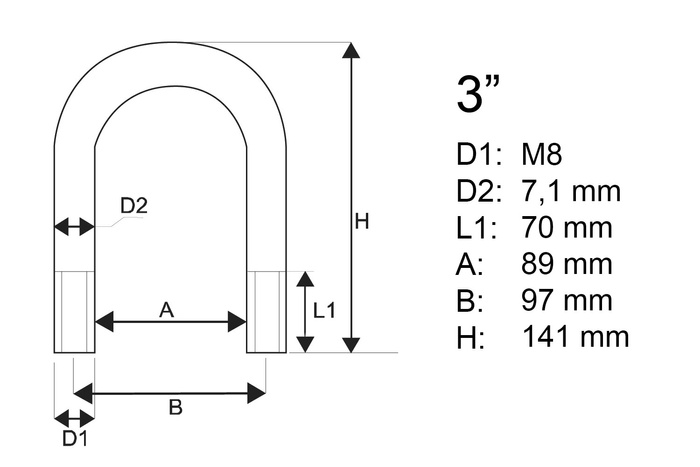 Μ8 στρογγυλός σφιγκτήρας με παξιμάδια και ροδέλες 89/141