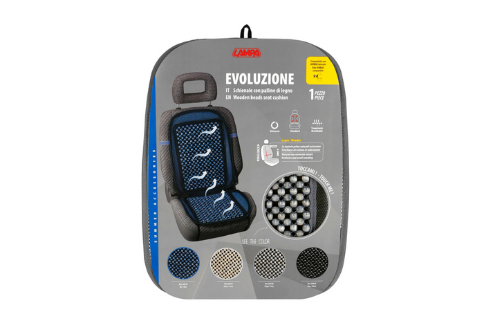 LAMPA Evoluzione γκρι μαξιλάρι καθίσματος με ξύλινες χάντρες, πατάκι καθίσματος αυτοκινήτου