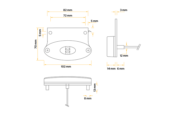 Λαμπτήρας LED ASPÖCK FLATPOINT II, πορτοκαλί, γενικής χρήσης, με βάση