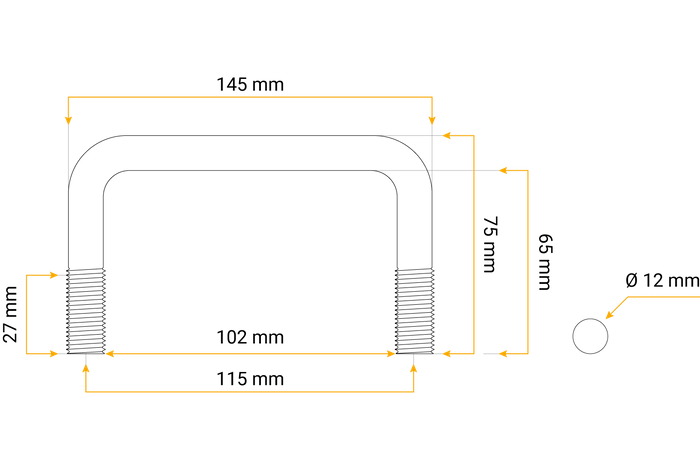 Τετράγωνο u-μπουλόνι M12 65/102/65