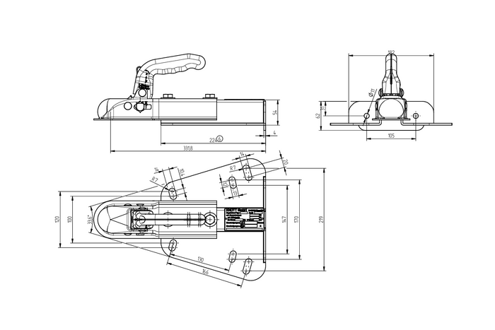 Ρυμουλκούμενο KNOTT K7.5-H+KZE7.5 με μπίλια για ρυμουλκούμενο 750kg με ράβδο έλξης τύπου V