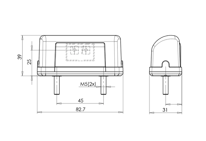 Φως πινακίδας κυκλοφορίας LED WAŚ W52 με καλώδιο 0,2 μέτρων