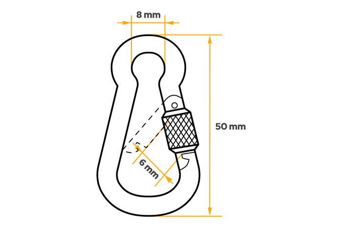Γάντζος ασφαλείας με ασφάλεια για σχοινιά DROMET KSZ.5.50 πυροσβεστικός γάντζος 5x50mm