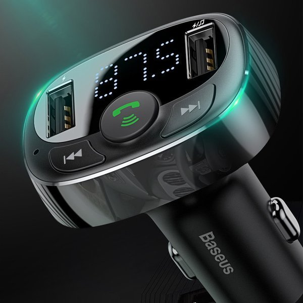 Πομπός bluetooth 4.2 MP3 τύπου FM BASEUS T + 2x USB 3.4A φορτιστής αυτοκινήτου