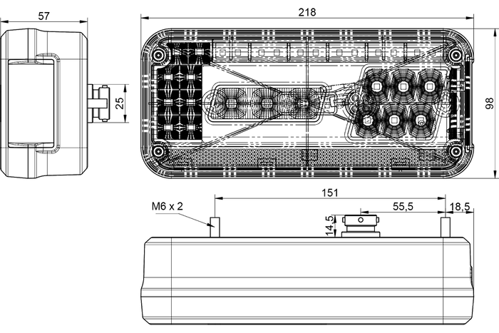 DOBPLAST DPT30 πίσω φανάρι LED 6 λειτουργίες αριστερά