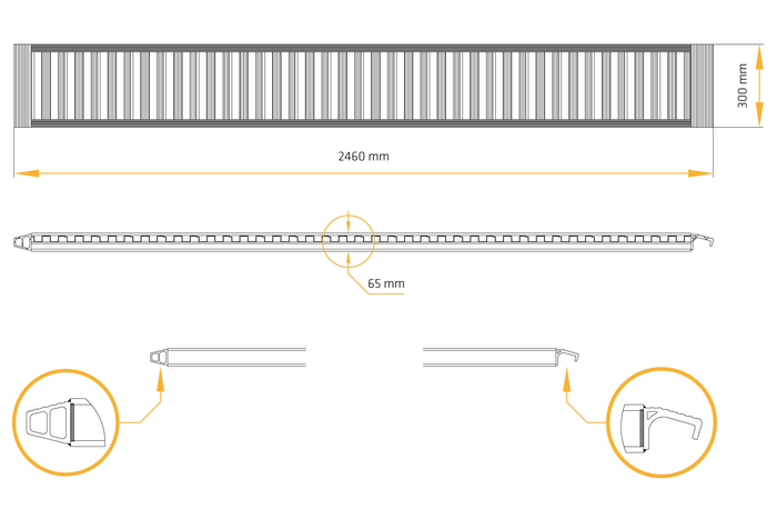 Ράμπα αλουμινίου 2,5 μέτρων 3000 κιλά