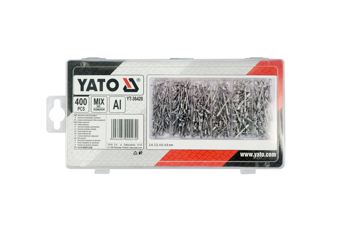 Σετ πριτσίνια YATO YT-36420, διάφορα μεγέθη, 400 τεμάχια