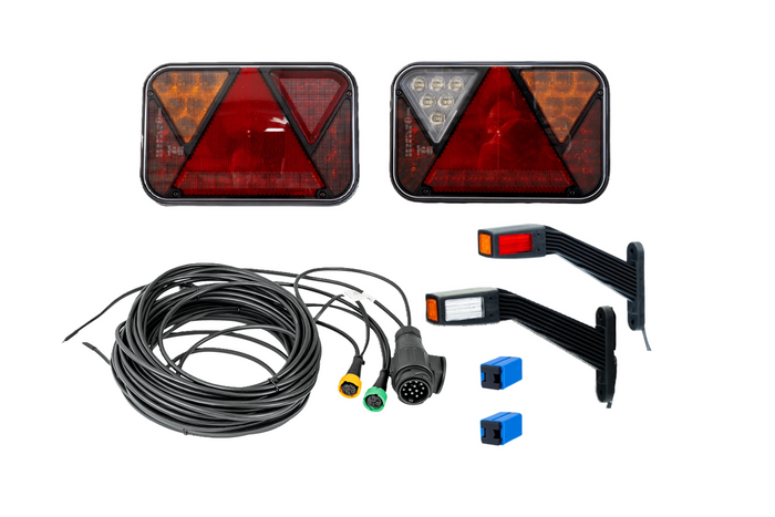 Σετ φώτων: FRISTOM FT-270 LED πίσω φώτα + FRISTOM FT-145 LED πλαϊνά φώτα σήμανσης + MANTES 7m λουρί 13-PIN