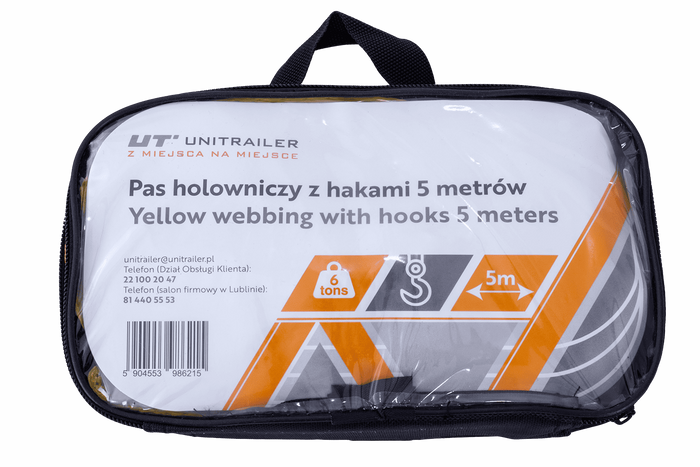 Σχοινί ρυμούλκησης με γάντζους Ιμάντας ρυμούλκησης UNITRAILER 5m/50mm/6t κίτρινο