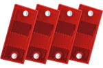 Σετ: τέσσερις κόκκινοι ανακλαστήρες 90x40 mm με τρύπες, ορθογώνιοι