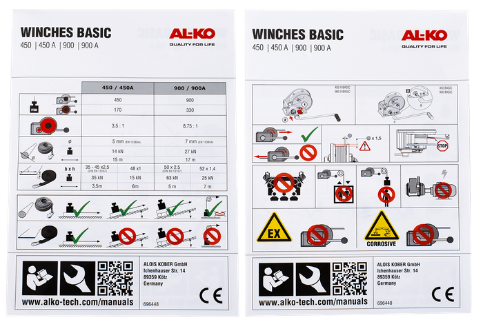 Βαρούλκο, βαρούλκο χειρός για ρυμουλκούμενο φορτηγό AL-KO 450kg με ιμάντα 6m, φρένο και αυτόματο ξετύλιγμα