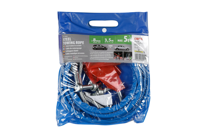Σχοινί ρυμούλκησης με κρίκους Σχοινί από χάλυβα LAMPA 3,5m/8mm/5t μπλε
