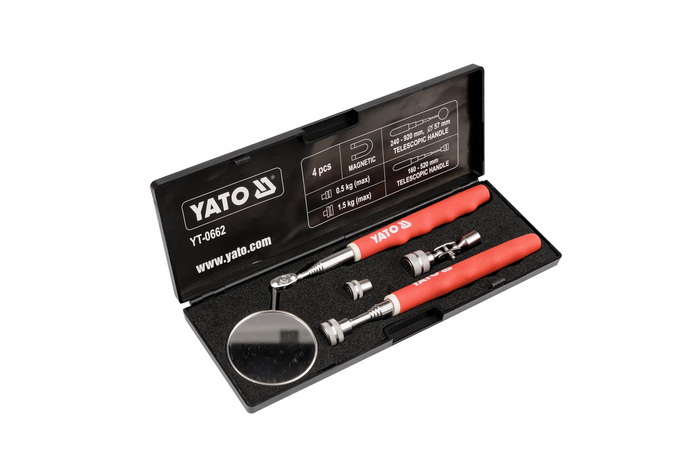 Κιτ επιθεώρησης YATO YT-0662, καθρέφτης, λαβή, 3 αντικαταστάσιμες μύτες