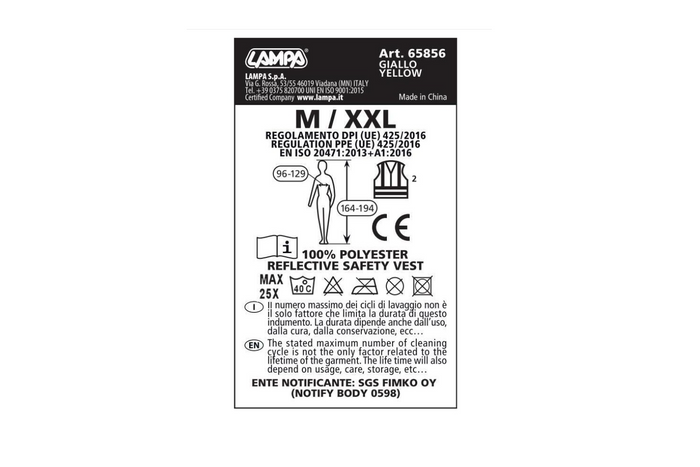 Ανακλαστικό γιλέκο LAMP M-XXL κίτρινο