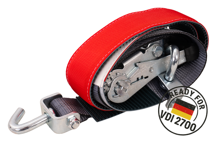 Σετ τεσσάρων ιμάντων μεταφοράς ρυμουλκούμενου HEFFA CARLINE 130, ιμάντες ασφάλισης τροχών 2,8m/50mm/5t VDI 2700