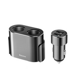 Φορτιστής αυτοκινήτου BASEUS υψηλής απόδοσης 2x USB + 2x πρίζα αναπτήρα 80W
