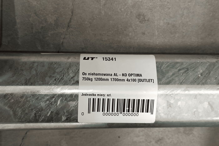 Άξονας OUTLET AL-KO OPTIMA χωρίς φρένα για ρυμουλκούμενο 750kg 1200mm 1700mm 4x100