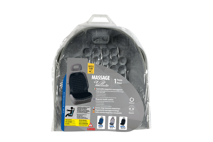 LAMPA Μαγνητικό βελούδινο μαξιλάρι καθίσματος αυτοκινήτου, γκρι, με εφέ μασάζ