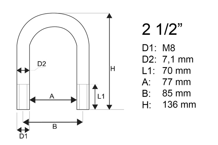 Μ8 στρογγυλός σφιγκτήρας με παξιμάδια και ροδέλες 77/136