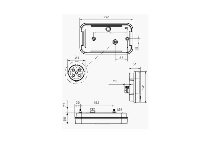 ASPÖCK MULTILED IV πίσω φως LED μπαγιονέτ 5PIN 5 λειτουργίες αριστερά