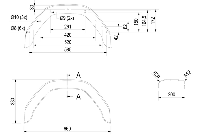 Φτερό για ρυμουλκούμενο 13-14" DE HAAN HMK 2066 θόλος τροχού 660/200mm