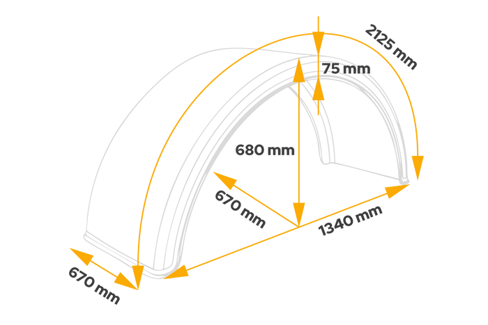 Διπλό φτερό για τρέιλερ 20-24,5" DOMAR DK1585, θόλος τροχού 1340/670mm