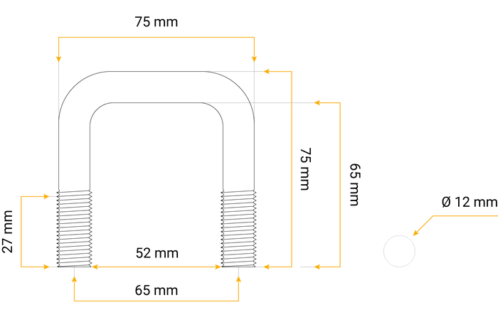 Τετράγωνο u-bolt M12 65/52/65