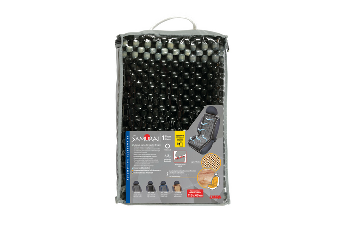 Samurai LAMP μαξιλάρι καθίσματος με ξύλινες χάντρες σε γκρι/ανθρακί, πατάκι καθίσματος αυτοκινήτου