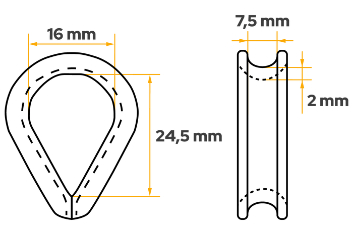 Δακτύλιος σχοινιού DROMET KU.6, ατσάλινος κύλινδρος, 6mm