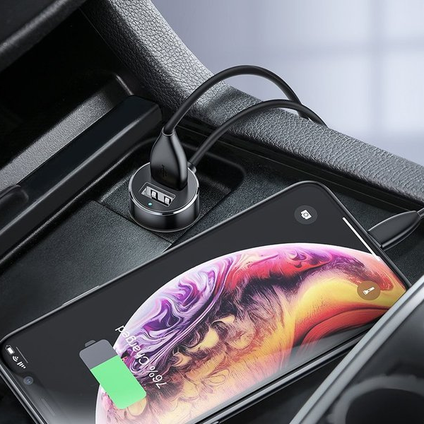 Φορτιστής αυτοκινήτου BASEUS υψηλής απόδοσης 2x USB + 2x πρίζα αναπτήρα 80W