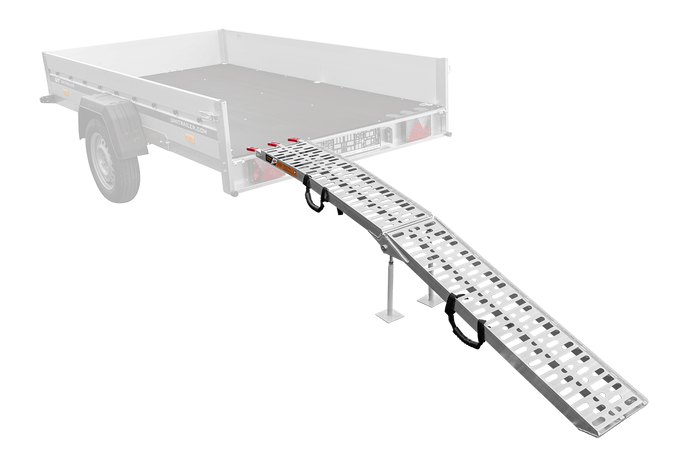 UNITRAILER ALR003 πτυσσόμενη ράμπα αλουμινίου για ρυμουλκούμενο 221cm 340kg με ζώνη και στήριξη