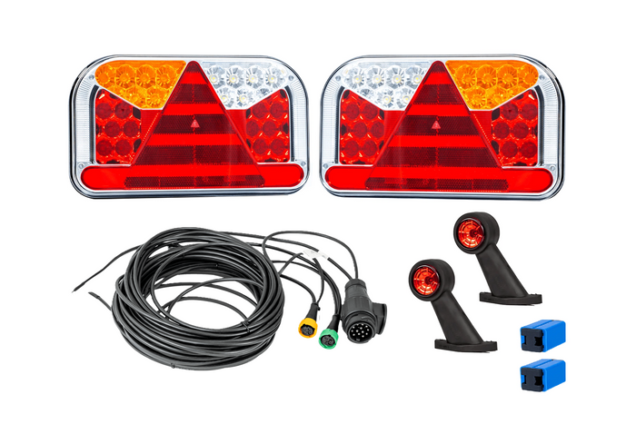 Σετ φώτων: FRISTOM FT-170 πίσω φώτα LED + FRISTOM FT-009 LED πλαϊνά φώτα σήμανσης + MANTES 7m 13-PIN λουρί