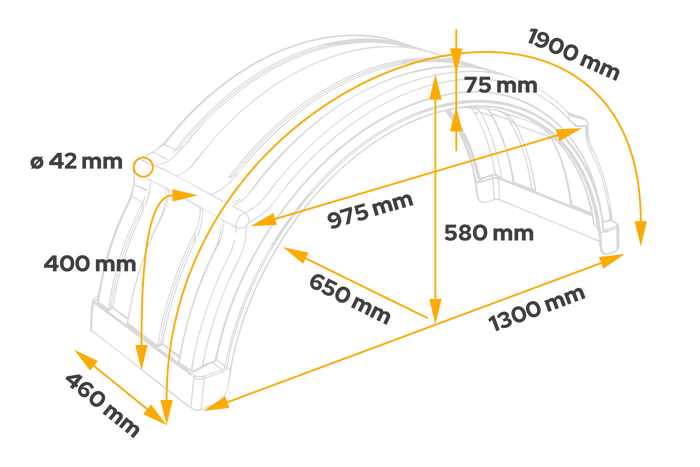 Λασπωτήρας για τρέιλερ 19,5-24,5" DOMAR DK4175 θόλος τροχού 1300/460mm για γρήγορη συναρμολόγηση