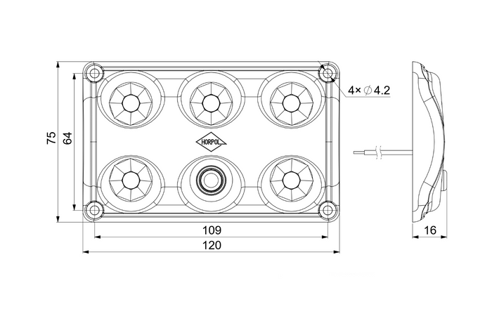 HORPOL LWD2153/CZ LED 900lm μαύρο εσωτερικό φωτιστικό αυτοκινήτου με διακόπτη