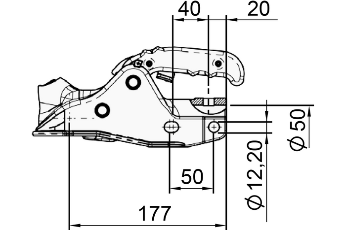 AL-KO AK301 μπίλια κοτσαδόρος για ρυμουλκούμενο 3000kg με σωληνοειδές ράβδο έλξης 50mm, χυτοσίδηρος