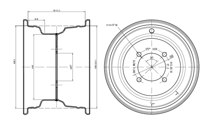 Ζάντα UNITRAILER από χάλυβα μαύρη 5.5Ix8"H2 4x88 ET:-2