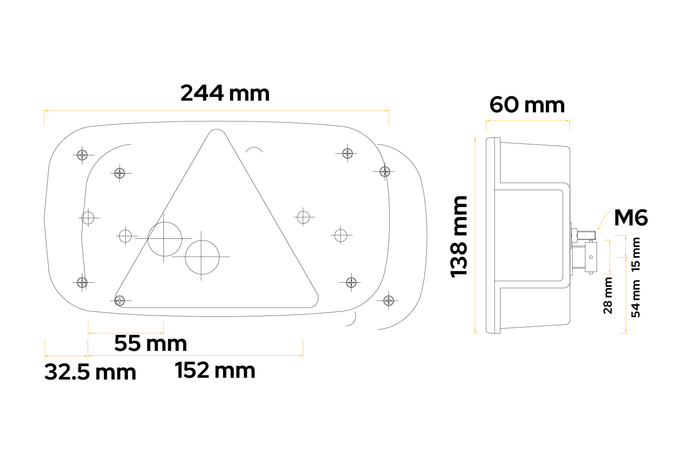 Πίσω φανός ASPÖCK Multipoint III, 8 λειτουργιών, αριστερά