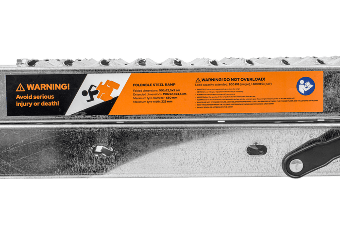 UNITRAILER ALR004B πτυσσόμενη ράμπα χάλυβα drive-on για ρυμουλκούμενο 190cm 200kg