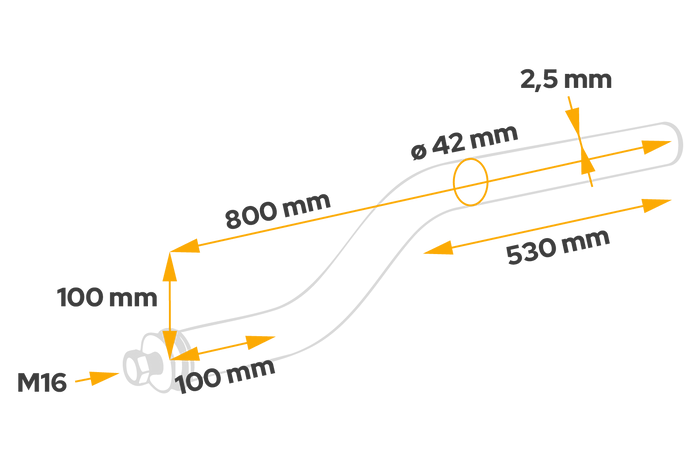 Καμπυλωτός σωλήνας για την τοποθέτηση του φτερού DOMAR DK8026, διάμετρος βάσης 42mm