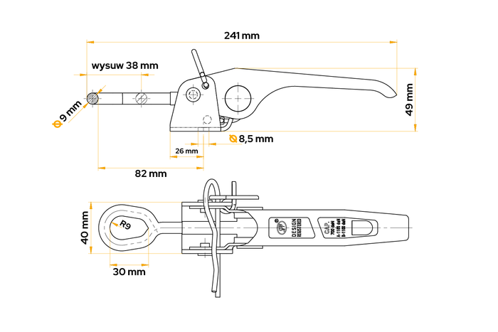 Πλευρικός κοτσαδόρος STEELPRESS ZB-03 για έκκεντρο πλευρικό κλείδωμα ρυμουλκούμενου