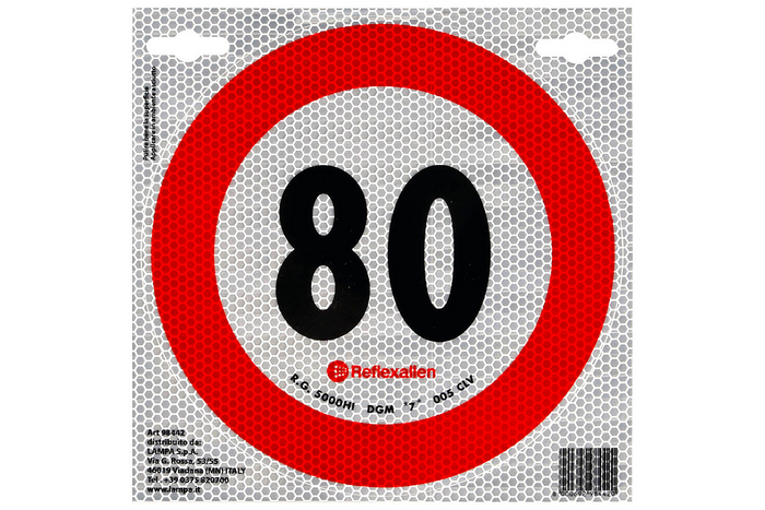 Ανακλαστικό αυτοκόλλητο LAMP όριο ταχύτητας 80 km/h πινακίδα B-33