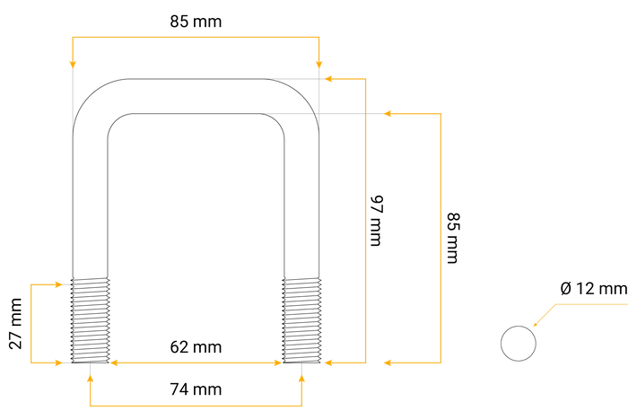 Τετράγωνο u-bolt M12 85/62/85
