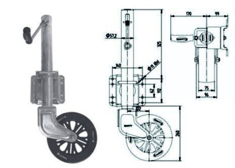 Τροχός στήριξης KNOTT TK57 περιστρεφόμενος 500 kg