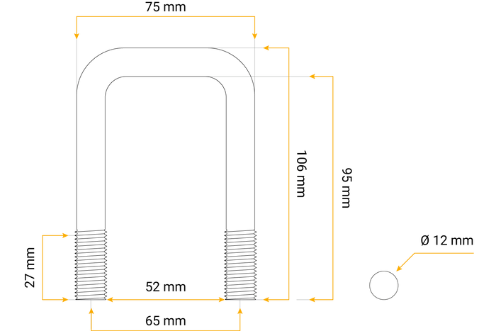 Τετράγωνο u-bolt M12 95/52/95