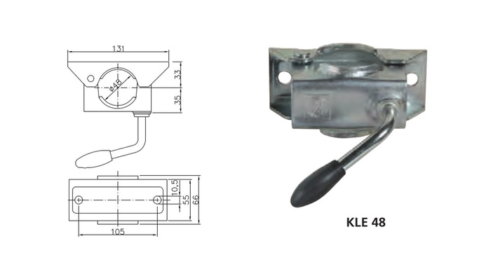 Τροχός τζόκεϊ με σφιγκτήρα WINTERHOFF ST48-200VB+KLE48 150kg 48mm 505-725mm