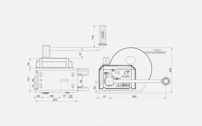 Βαρούλκο, βαρούλκο χειρός για ρυμουλκούμενο φορτηγό AL-KO 1150 kg με φρένο και αυτόματο ξετύλιγμα