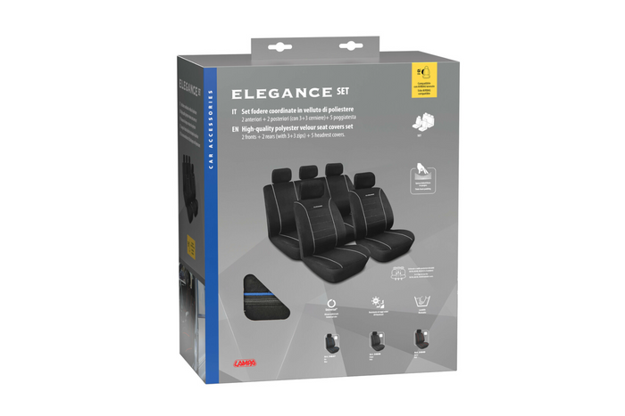 Σετ καλυμμάτων καθισμάτων αυτοκινήτου LAMPA Elegance μπλε, για μπροστινά και πίσω καθίσματα