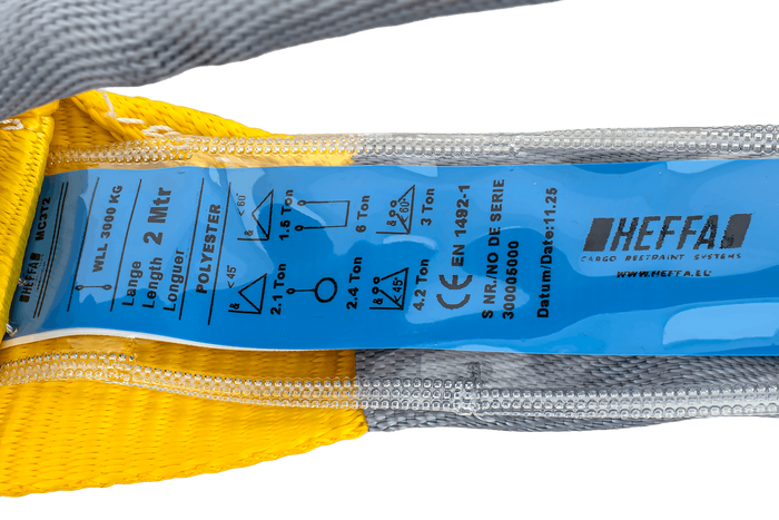 HEFFA γερανός ιμάντας 2m/90mm/3t με θηλιές