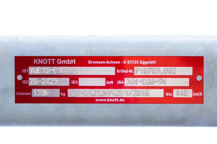 KNOTT VGB13 φρένος άξονας για ρυμουλκούμενο σκάφους 1350kg 1700mm 2200mm 5x112